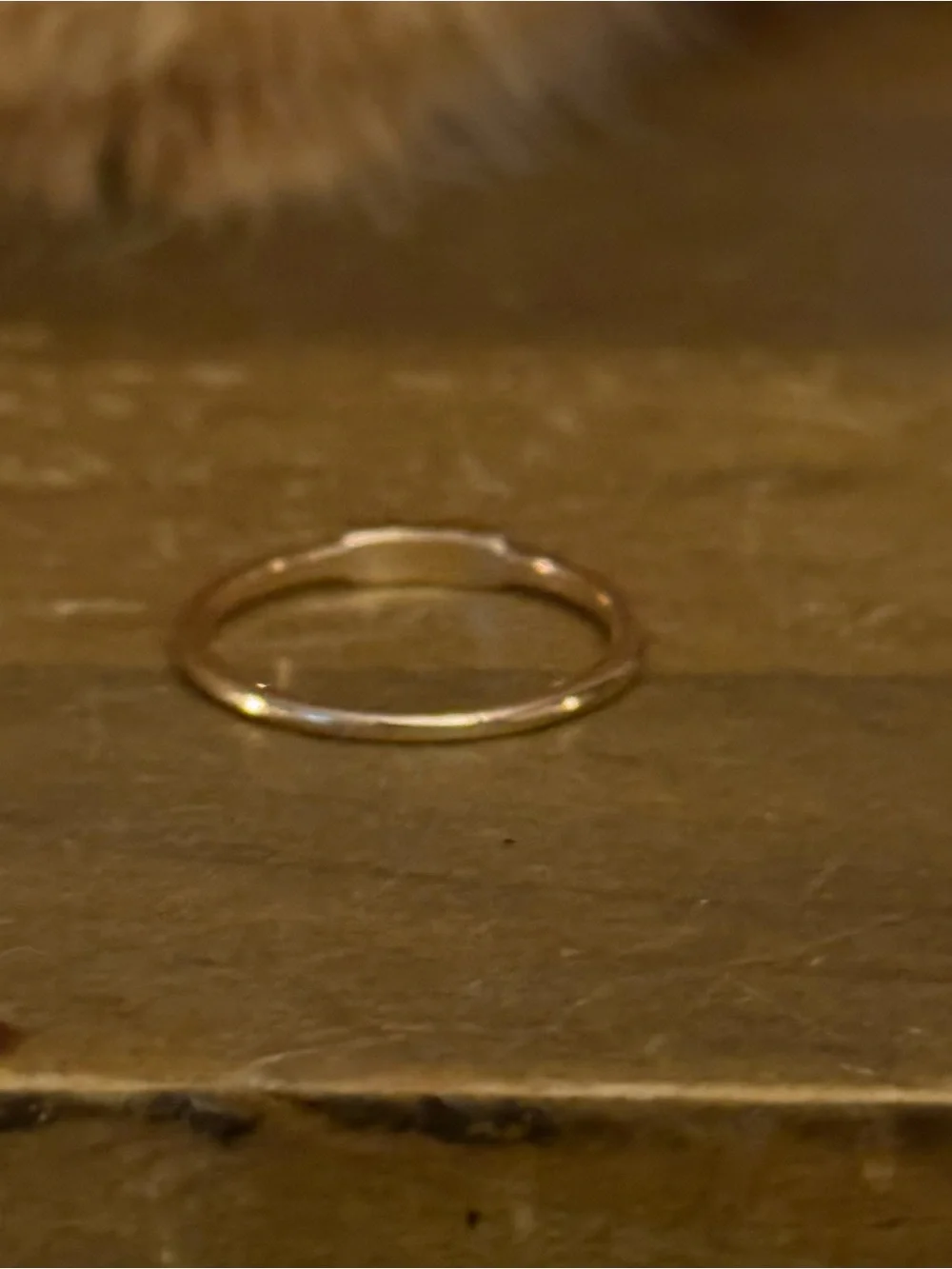 Dainty gold tone triple bezel set aquamarine ring